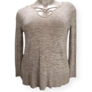 August Mist Sweater Womens XXL Tan Marled Long Sleeve V-Neck Pullover Stitch Fix